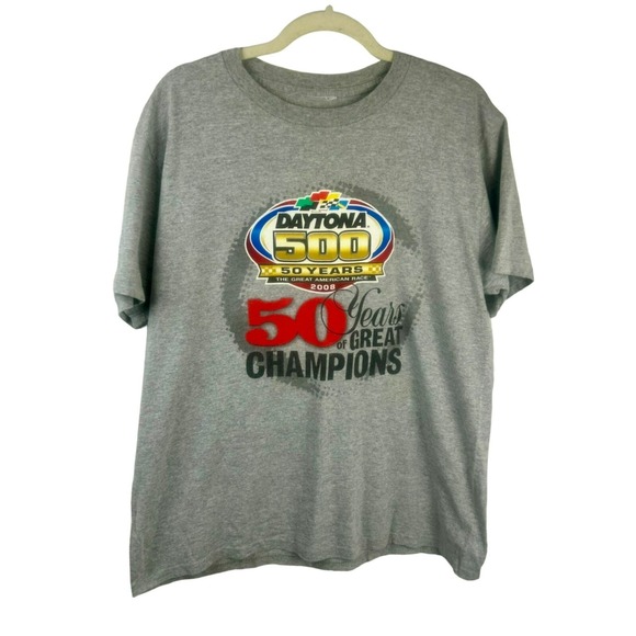 Nascar Daytona 500 50th Anniversary 2008 Shirt Unisex Adult Medium Gray Car Race - Picture 2 of 6